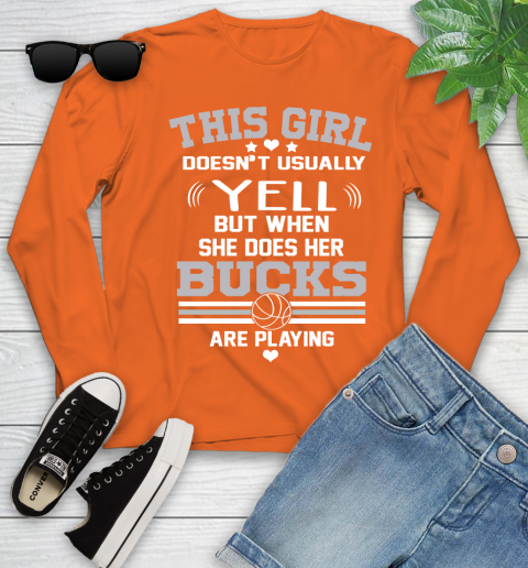 Milwaukee Bucks NBA Basketball I Yell When My Team Is Playing Youth Long Sleeve 3