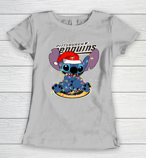 Pittsburgh Penguins NHL Hockey noel stitch Christmas Women's T-Shirt 3