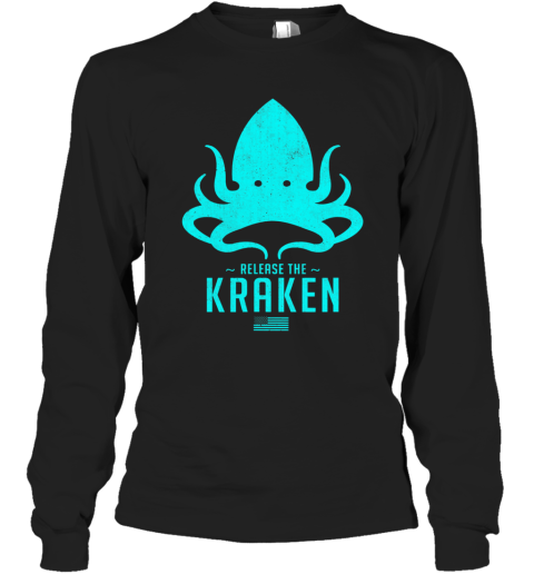 Release The Kraken Trump 2020 Election Monster Octopus Blue Usa Flag Long Sleeve T-Shirt