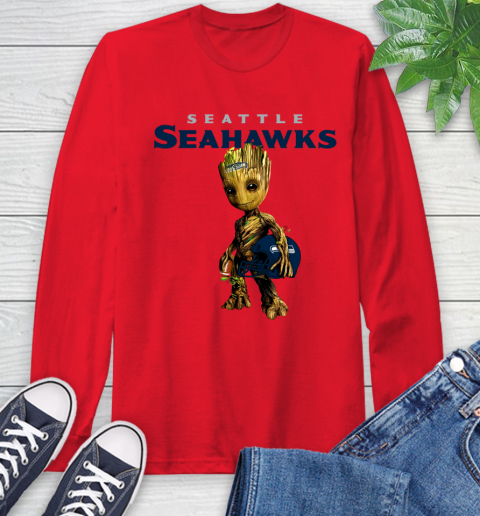 Seattle Seahawks NFL Football Groot Marvel Guardians Of The Galaxy Long Sleeve T-Shirt 10