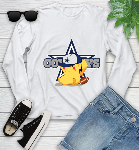 NFL Pikachu Football Sports Dallas Cowboys Youth Long Sleeve