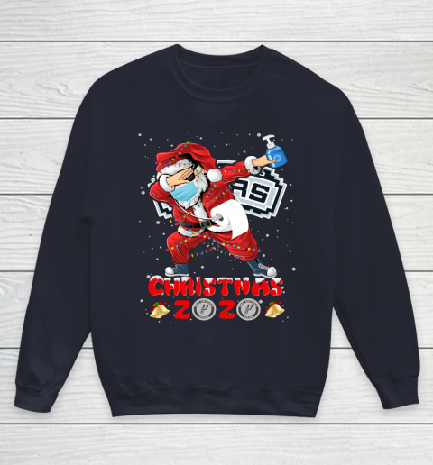 San Antonio Spurs Funny Santa Claus Dabbing Christmas 2020 NBA Youth Sweatshirt 2