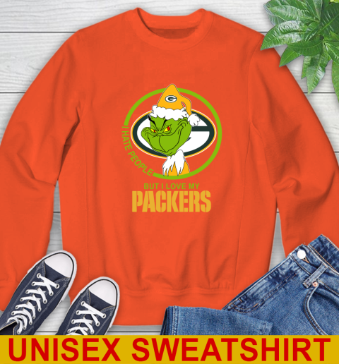 Green Bay Packers NFL Christmas Grinch I Hate People But I Love My Favorite Football Team Sweatshirt 4