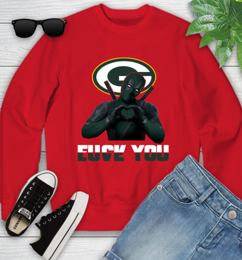 NHL Green Bay Packers Deadpool Love You Fuck You Football Sports Youth Sweatshirt 8