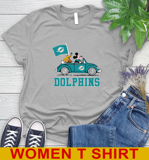 NFL Football Miami Dolphins Pluto Mickey Driving Disney Shirt Women's T-Shirt 5