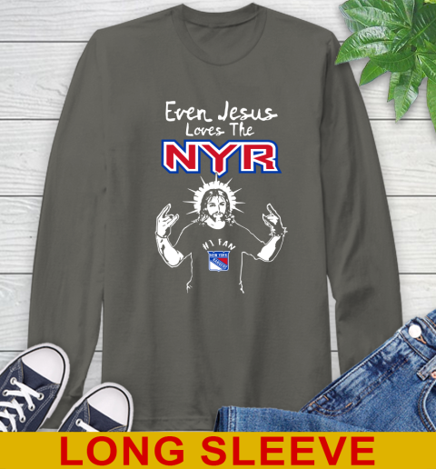 New York Rangers NHL Hockey Even Jesus Loves The Rangers Shirt Long Sleeve T-Shirt 10