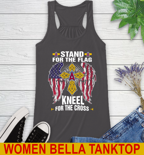 MLB Baseball Los Angeles Angels Stand For Flag Kneel For The Cross Shirt Racerback Tank 10