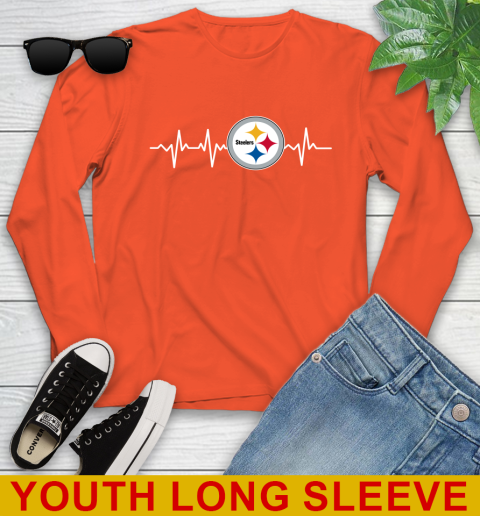 Pittsburgh Steelers NFL Football Heart Beat Shirt Youth Long Sleeve 3
