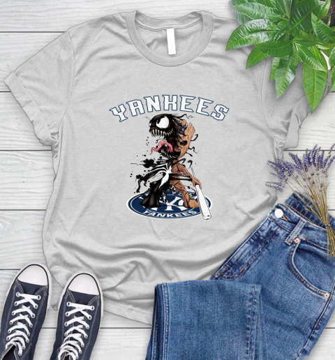 MLB New York Yankees Baseball Venom Groot Guardians Of The Galaxy Women's T-Shirt