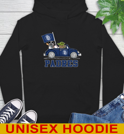 MLB Baseball San Diego Padres Darth Vader Baby Yoda Driving Star Wars Shirt Hoodie 2