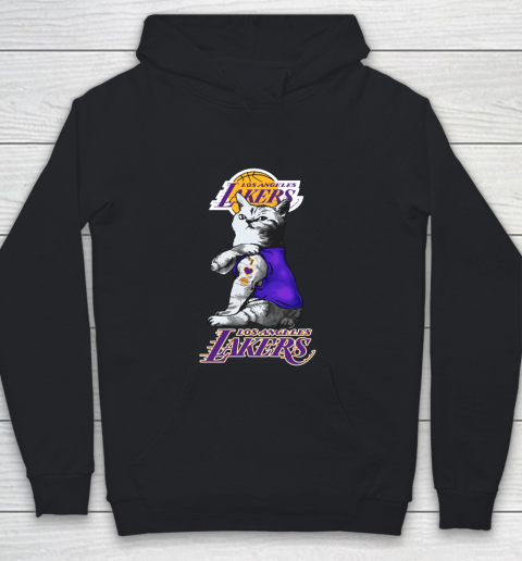 NBA Basketball My Cat Loves Los Angeles Lakers Youth Hoodie