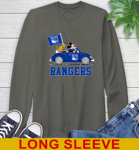 NHL Hockey New York Rangers Pluto Mickey Driving Disney Shirt Long Sleeve T-Shirt 8