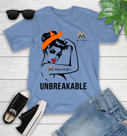 MLB Miami Marlins Girl Unbreakable Baseball Sports Youth T-Shirt 9