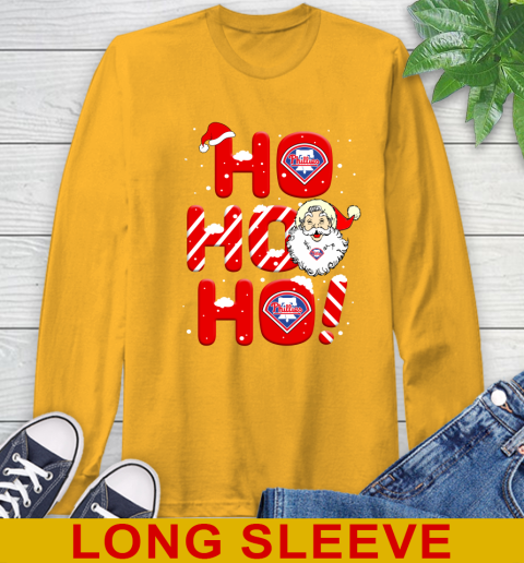 Philadelphia Phillies MLB Baseball Ho Ho Ho Santa Claus Merry Christmas Shirt Long Sleeve T-Shirt 2