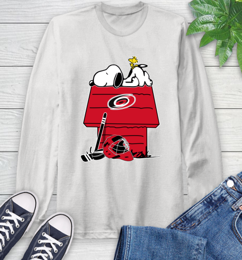 Carolina Hurricanes NHL Hockey Snoopy Woodstock The Peanuts Movie Long Sleeve T-Shirt