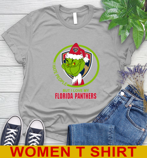 Florida Panthers NHL Christmas Grinch I Hate People But I Love My Favorite Hockey Team Women's T-Shirt 5