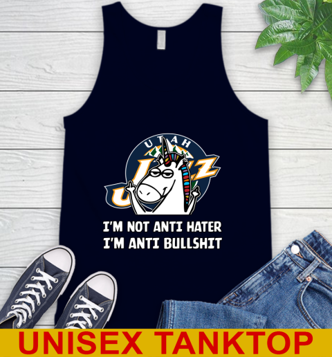 Utah Jazz NBA Basketball Unicorn I'm Not Anti Hater I'm Anti Bullshit Tank Top 3