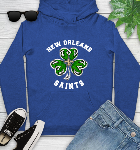 NFL New Orleans Saints Three Leaf Clover St Patrick's Day Football Sports Youth Hoodie 11