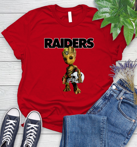 Oakland Raiders NFL Football Groot Marvel Guardians Of The Galaxy Women's T-Shirt 9