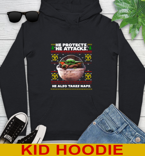 He Protects He Attacks He Also Takes Naps Baby Yoda Shirts 128