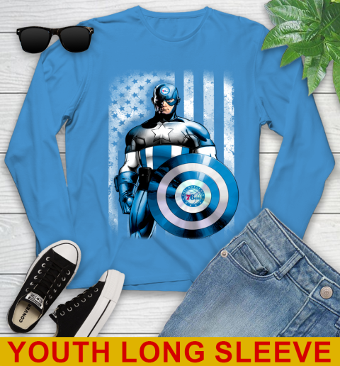 Philadelphia 76ers NBA Basketball Captain America Marvel Avengers American Flag Shirt Youth Long Sleeve 8