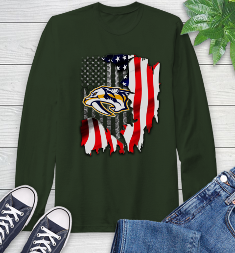 Nashville Predators NHL Hockey American Flag Long Sleeve T-Shirt 7