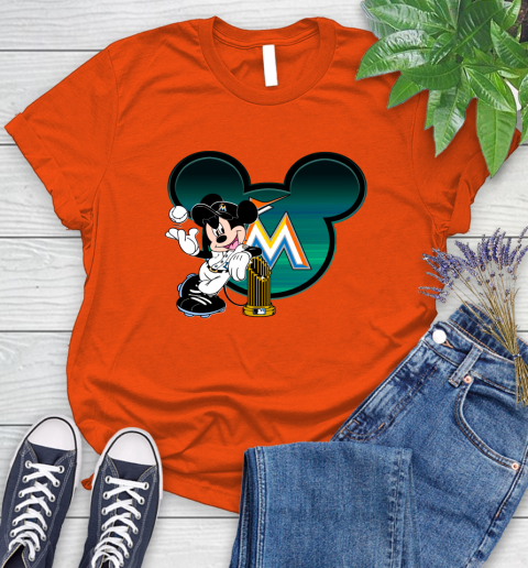 MLB Miami Marlins The Commissioner's Trophy Mickey Mouse Disney Women's T-Shirt 4