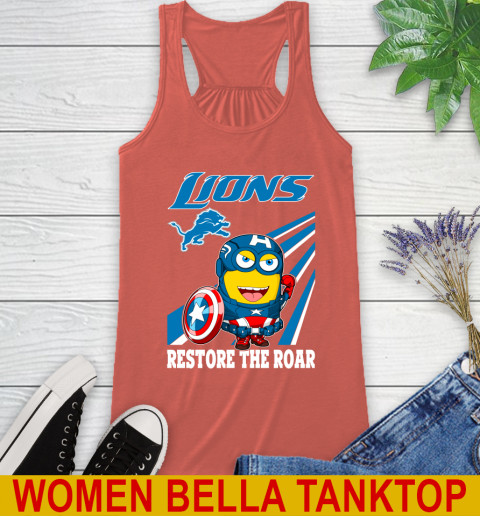 NFL Football Detroit Lions Captain America Marvel Avengers Minion Shirt Racerback Tank 3