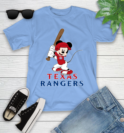 MLB Baseball Texas Rangers Cheerful Mickey Mouse Shirt Youth T-Shirt 11