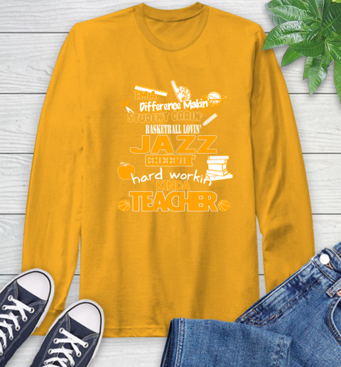Utah Jazz NBA I'm A Difference Making Student Caring Basketball Loving Kinda Teacher Long Sleeve T-Shirt 2
