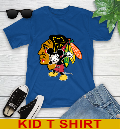 Chicago Blackhawks NHL Hockey Dabbing Mickey Disney Sports Youth T-Shirt 9