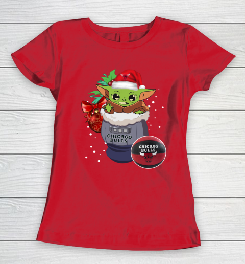 Chicago Bulls Christmas Baby Yoda Star Wars Funny Happy NBA Women's T-Shirt 10
