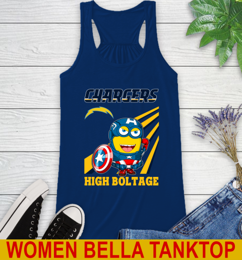 NFL Football Los Angeles Chargers Captain America Marvel Avengers Minion Shirt Racerback Tank 7