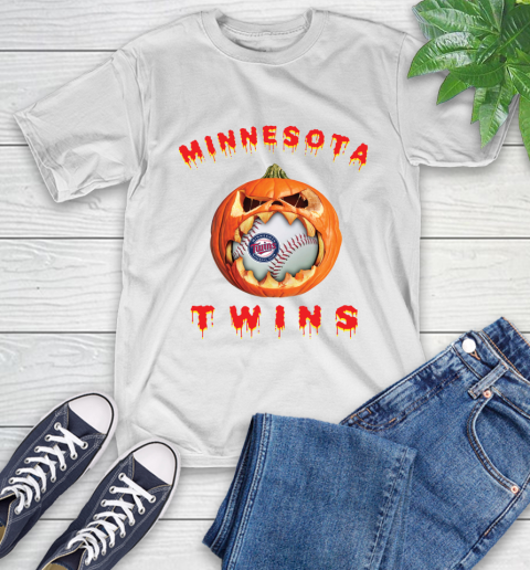MLB Minnesota Twins Halloween Pumpkin Baseball Sports T-Shirt