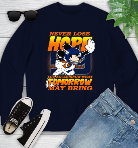 New York Giants NFL Football Mickey Disney Never Lose Hope Youth Sweatshirt 2