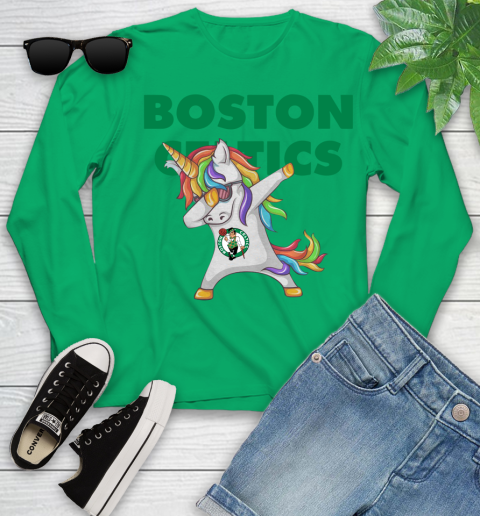 Boston Celtics NBA Basketball Funny Unicorn Dabbing Sports Youth Long Sleeve 6