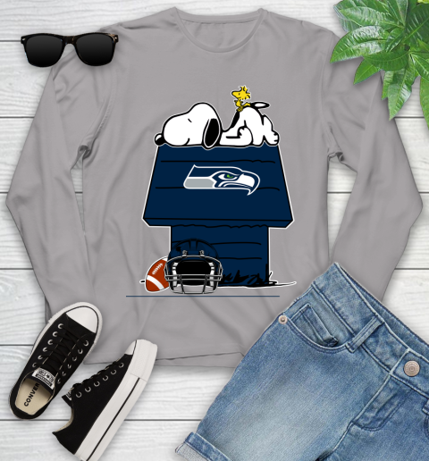 Seattle Seahawks NFL Football Snoopy Woodstock The Peanuts Movie Youth Long Sleeve 5