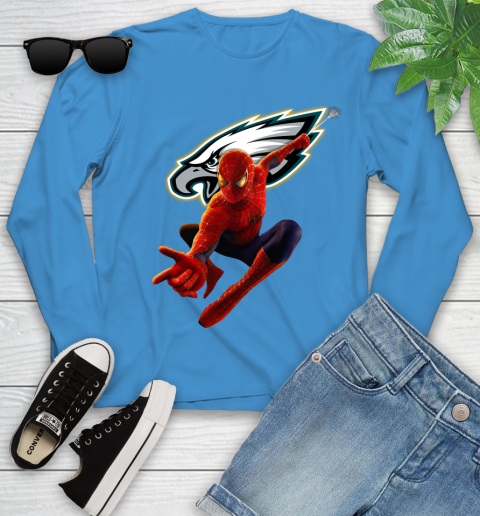 NFL Spider Man Avengers Endgame Football Philadelphia Eagles Youth Long Sleeve 7