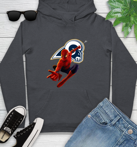 NFL Spider Man Avengers Endgame Football Los Angeles Rams Youth Hoodie 8