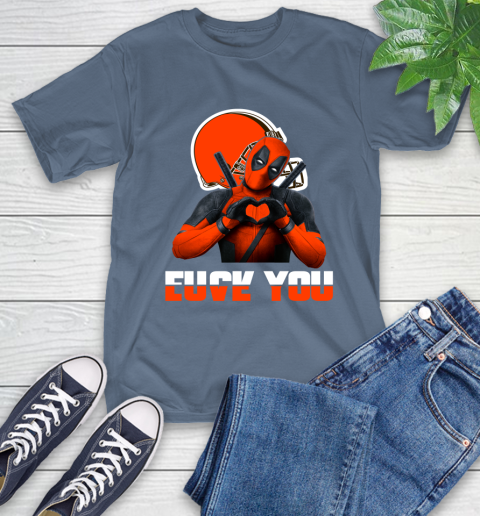 NHL Cleveland Browns Deadpool Love You Fuck You Football Sports T-Shirt 8