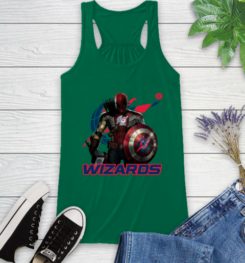 Washington Wizards NBA Basketball Captain America Thor Spider Man Hawkeye Avengers Racerback Tank 7
