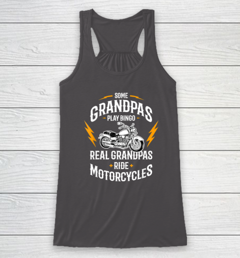 Mens Some Grandpas Play Bingo Real Grandpas Ride Motorcycles Racerback Tank - Image 7