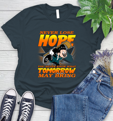 San Jose Sharks NHL Hockey ootball Mickey Disney Never Lose Hope Women's T-Shirt 11