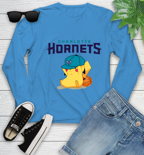 NBA Pikachu Basketball Sports Charlotte Hornets Youth Long Sleeve 7