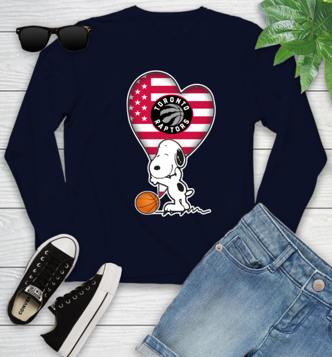 Toronto Raptors NBA Basketball The Peanuts Movie Adorable Snoopy Youth Long Sleeve 3