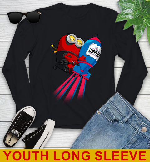 NBA Basketball LA Clippers Deadpool Minion Marvel Shirt Youth Long Sleeve