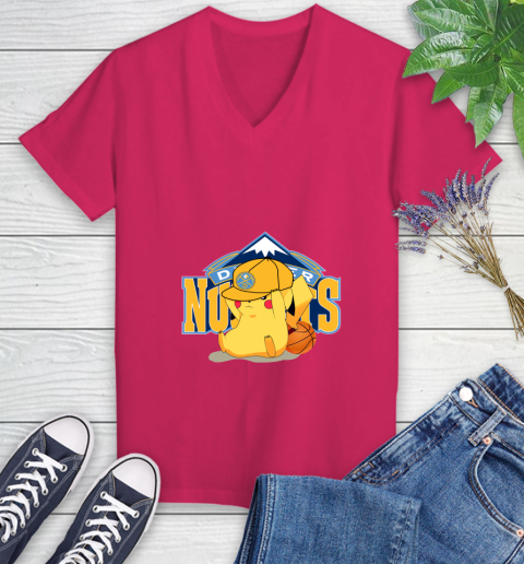 NBA Pikachu Basketball Sports Denver Nuggets Women's V-Neck T-Shirt 9