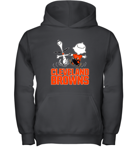 Snoopy And Charlie Brown Happy Cleveland Browns Fans Youth Hoodie