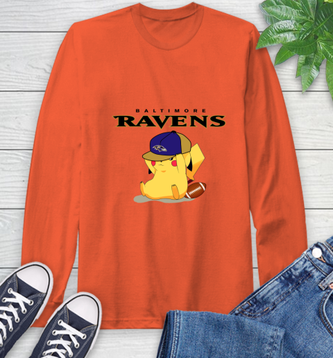 NFL Pikachu Football Sports Baltimore Ravens Long Sleeve T-Shirt 5