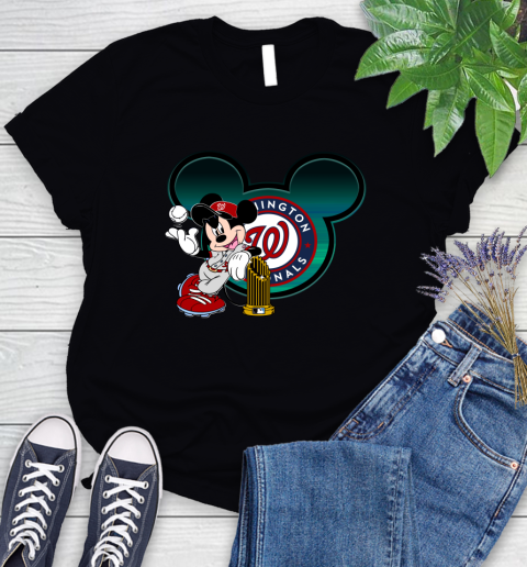 MLB Washington Nationals The Commissioner's Trophy Mickey Mouse Disney Women's T-Shirt 2